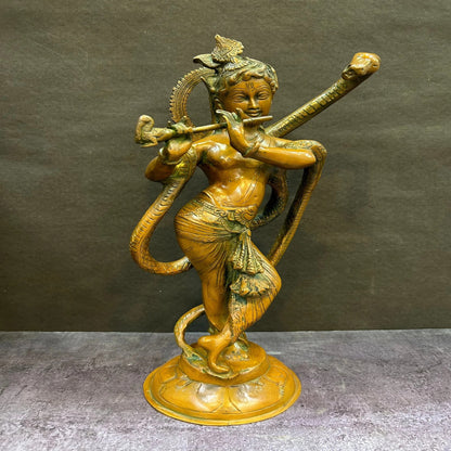Brass Krishna Playing Flute Weight 5.1 Kg