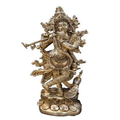 Brass Krishna Playing Flute Weight 74 Kg
