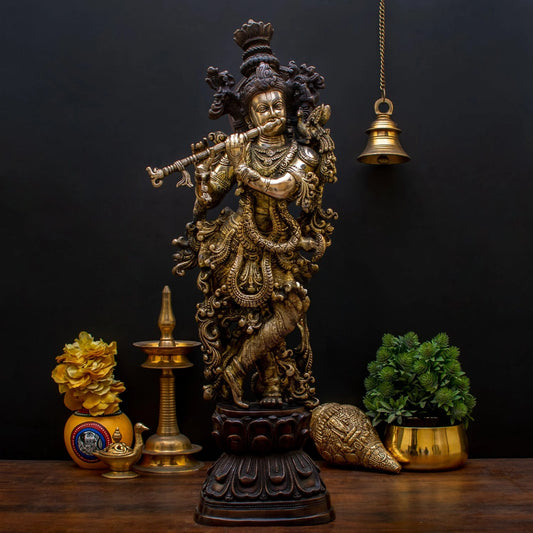 Brass Standing Classic Krishna Weight 16 Kg And Height 29 Inch