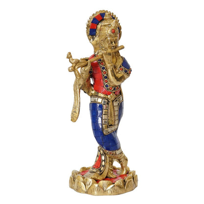 Brass Standing Krishna Weight 2.1 Kg And Height 10.5 Inch