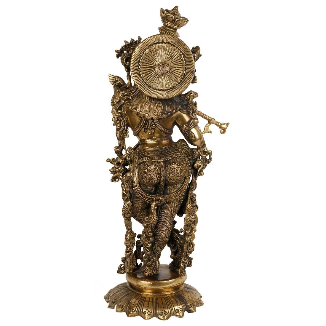 Brass Krishna Playing Flute Weight 15.5 Kg And Height 25 Inch