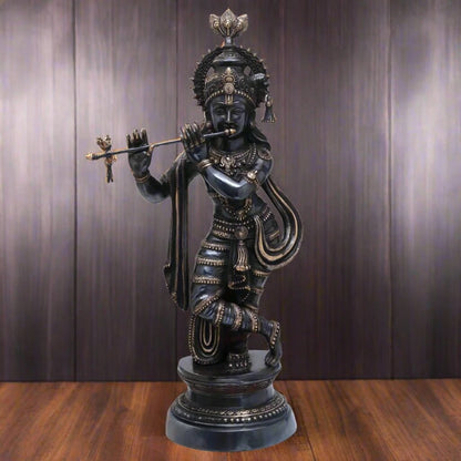 Brass Classic Krishna Playing Flute Weight 22 Kg And Height 35 Inch