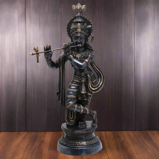 Brass Classic Krishna Playing Flute Weight 22 Kg And Height 35 Inch