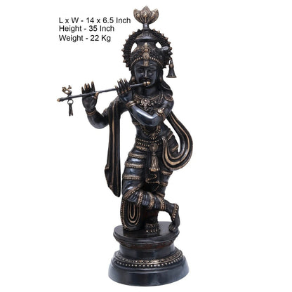 Brass Classic Krishna Playing Flute Weight 22 Kg And Height 35 Inch