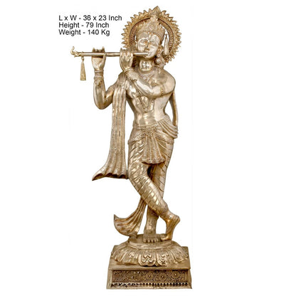 Brass Krishna Weight 140 Kg And Height 79 Inch