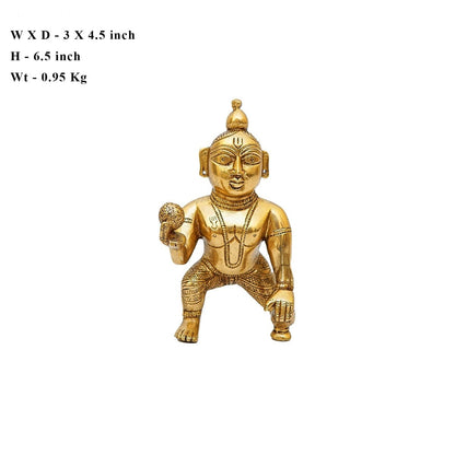 Brass Bal Gopal Weight 0.95 Kg And Height 6.5 Inch