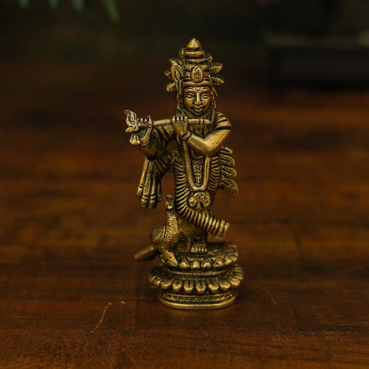 Brass Krishna Weight 0.38 Kg And Height 5 Inch