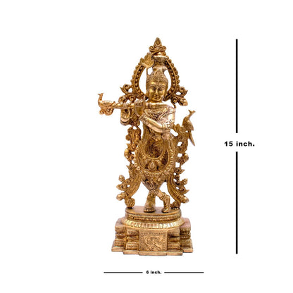 Brass Classic Krishna Weight 4.25 Kg And Height 15 Inch