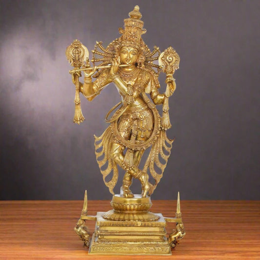 Brass Royal Golden  Krishna Weight 47 Kg And Height 40 Inch