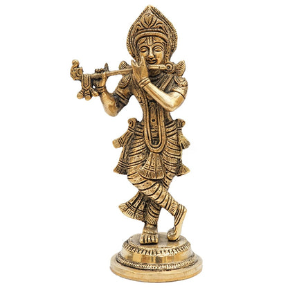 Brass Krishna Playing Flute Weight 1.5 Kg And Height 8.5 Inch