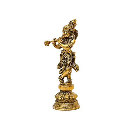 Brass Krishna Playing Flute Weight 1.2 Kg And Height 8 Inch