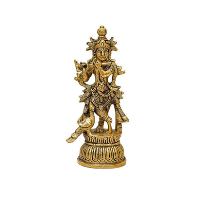 Brass Krishna Playing Flute Weight 0.5 Kg And Height 6 Inch