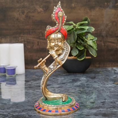 Brass Gem Stone Work Krishna Weight 3 Kg And Height 13 Inch