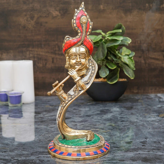 Brass Gem Stone Work Krishna Weight 3 Kg And Height 13 Inch