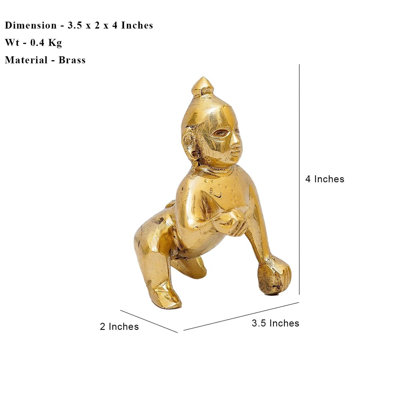 Brass Bal Gopal Weight 0.4 Kg And Height 4 Inch