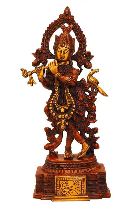 Brass Standing Krishna Weight 2.7 Kg And Height 14 Inch