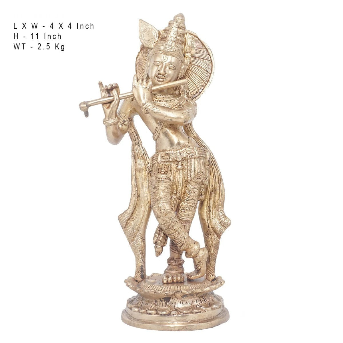 Brass Krishna Weight 2.5 Kg And Height 11 Inch