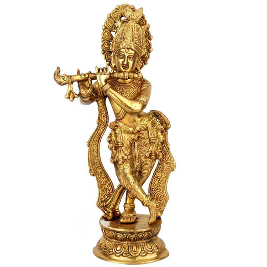 Brass Krishna Weight 3 Kg And Height 13 Inch