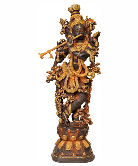Brass Krishna Weight 21 Kg And Height 30 Inch