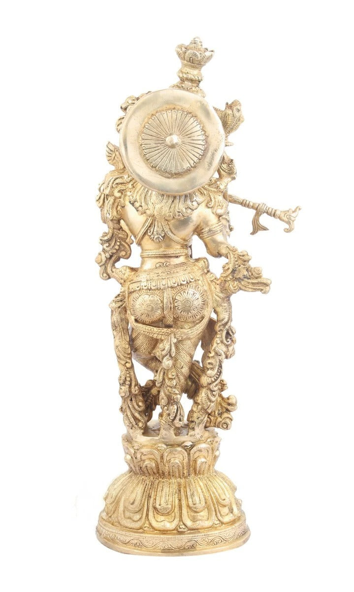 Brass Krishna Playing Flute Weight 9 Kg And Height 21 Inch