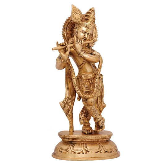 Brass Krishna Weight 2.7 Kg And Height 11.5 Inch