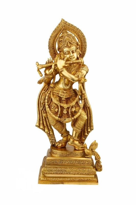 Brass Krishna Weight 16 Kg And Height 27 Inch