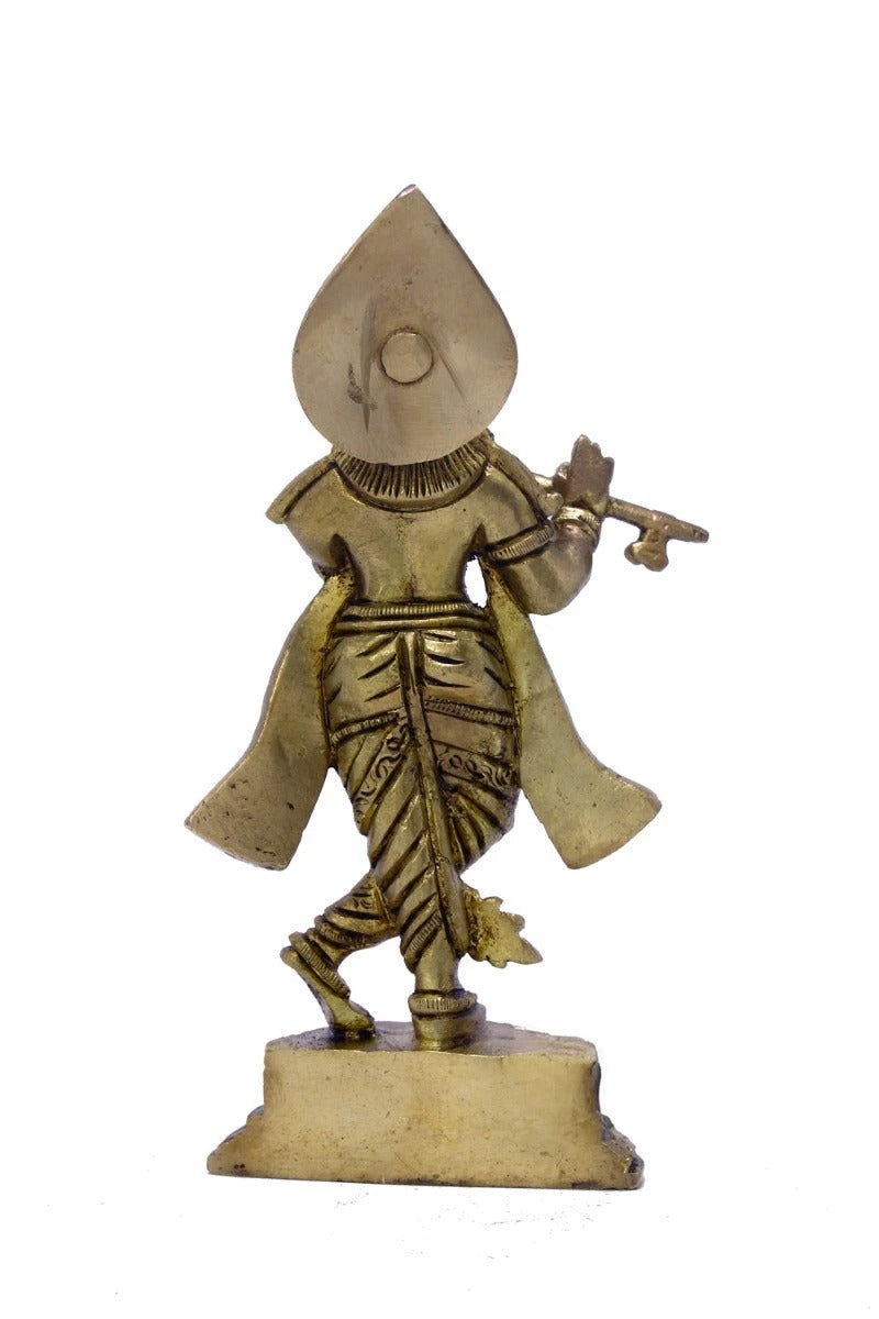 Brass Krishna Playing Flute Weight 0.65 Kg And Height 6.5 Inch