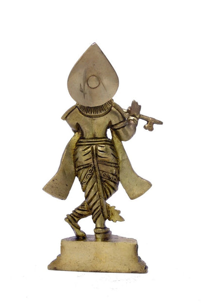 Brass Krishna Playing Flute Weight 0.65 Kg And Height 6.5 Inch