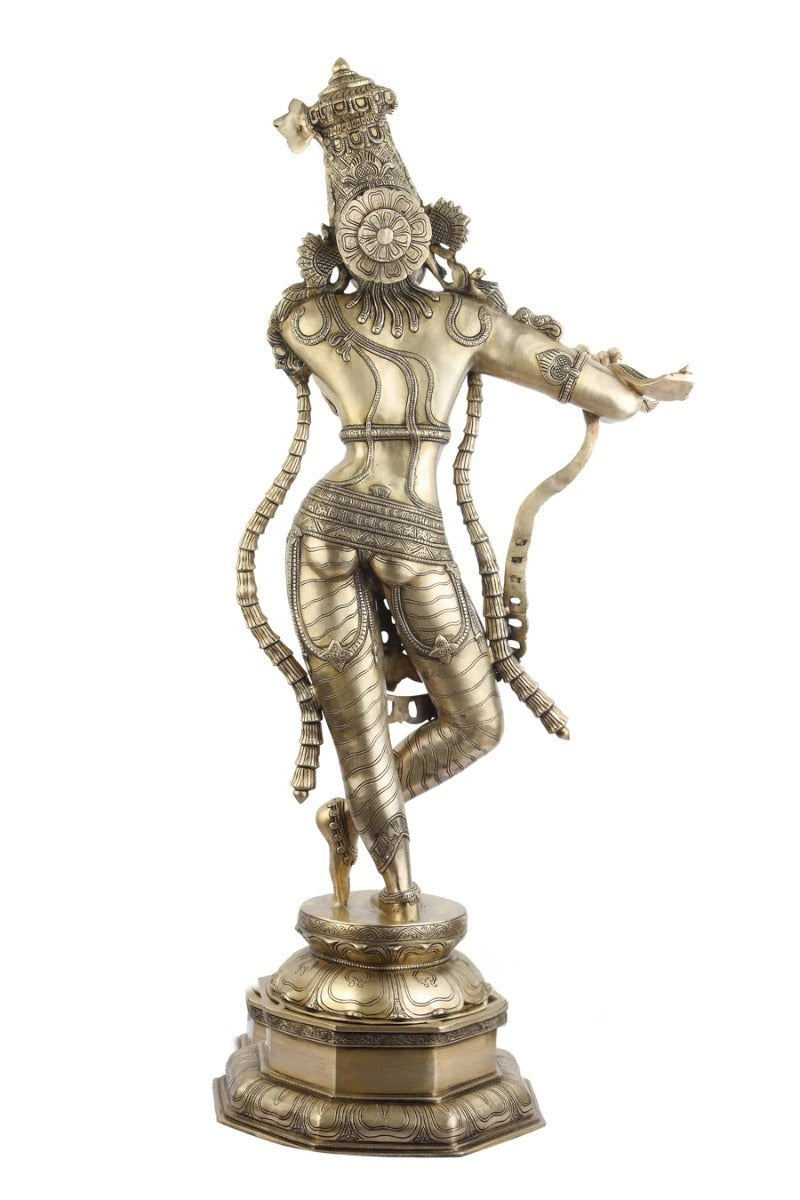 Brass Krishna Playing Flute Weight 43 Kg And Height 45 Inch