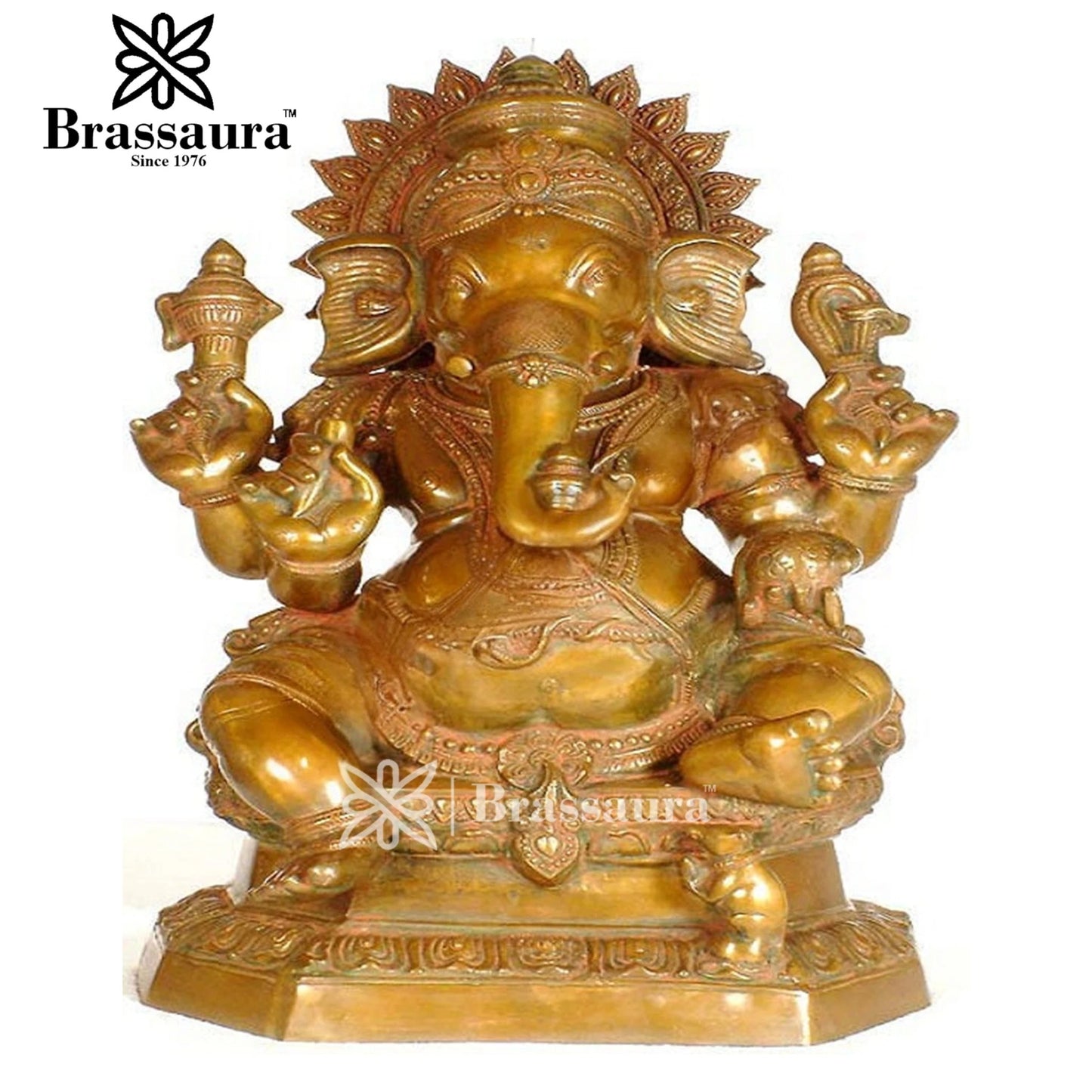 Brass Ganesha Statue For Home Decor And Gift Item Weight 45 Kg And Height 31.2 Inch