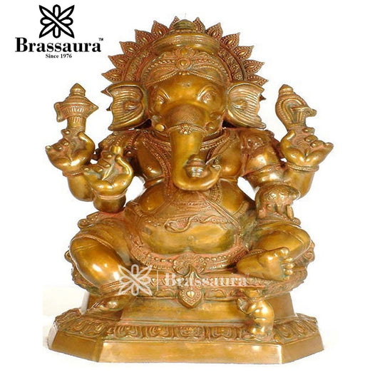 Brass Ganesha Statue For Home Decor And Gift Item Weight 45 Kg And Height 31.2 Inch