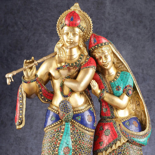 Brassaura® Brass Standing Radha Krishna Statue | Height 23 Inches