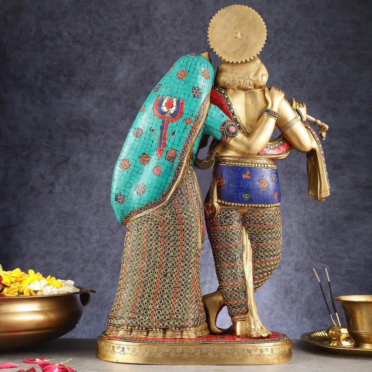 Brassaura® Brass Standing Radha Krishna Statue | Height 23 Inches