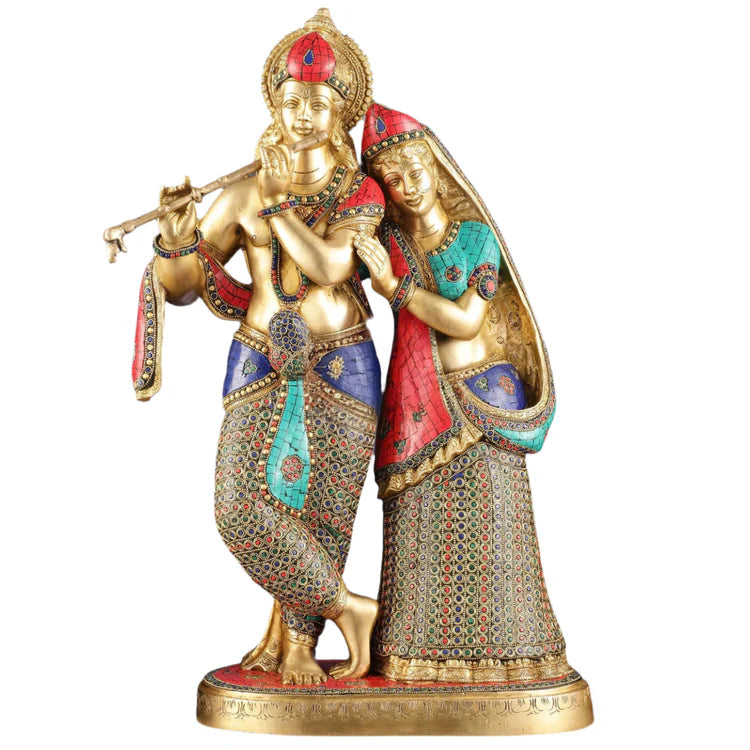 Brassaura® Brass Standing Radha Krishna Statue | Height 23 Inches