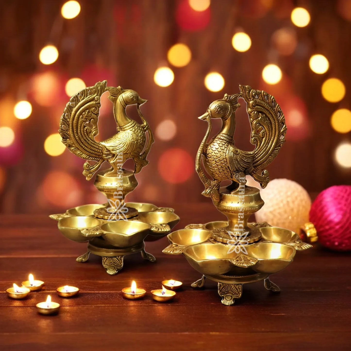 Brass Peacock Diya Weight 7.1 Kg And Height 11 Inch