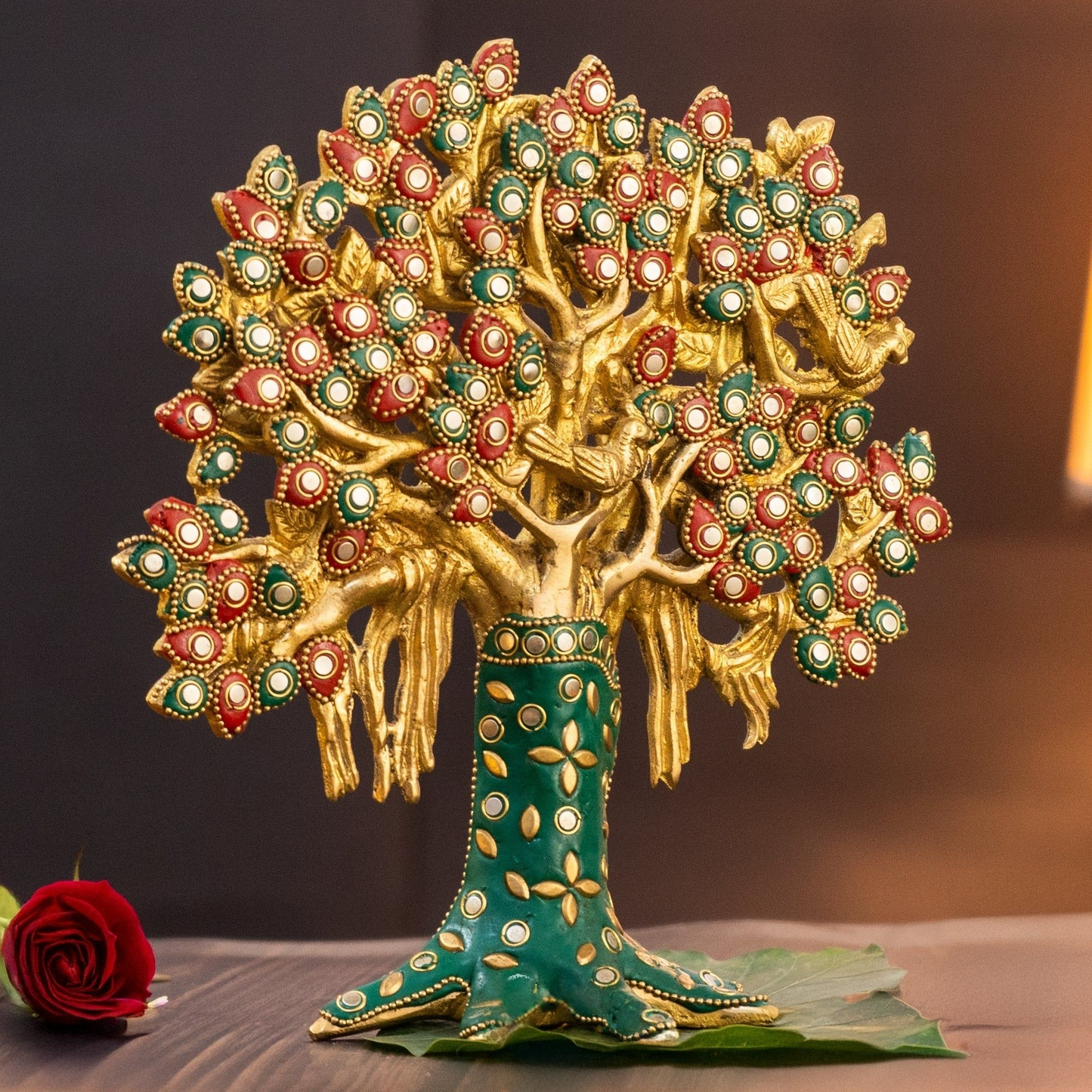 Brassaura® Brass Kalpavriksha Tree Showpiece for Home Decor | Height 12 Inches