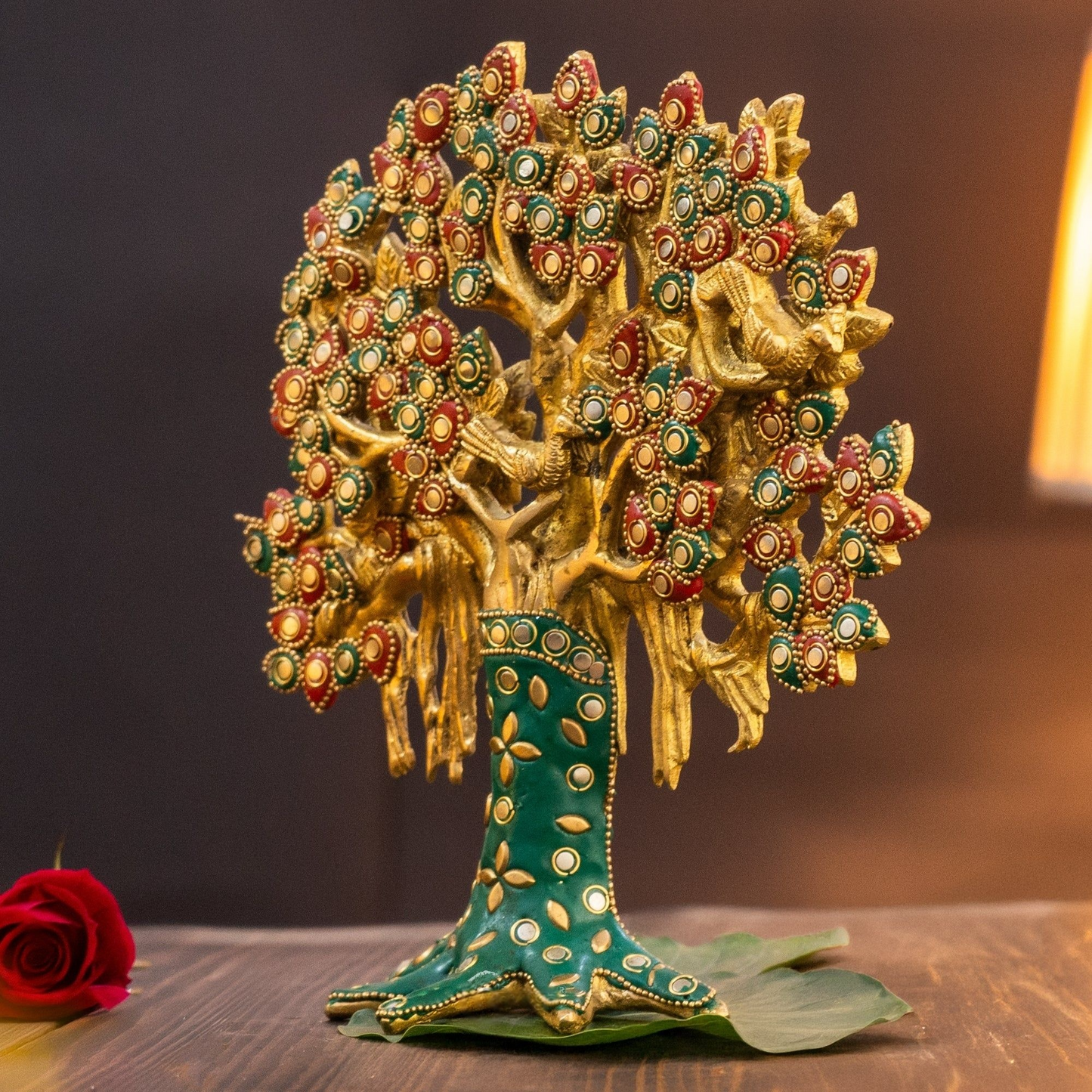 Brassaura® Brass Kalpavriksha Tree Showpiece for Home Decor | Height 12 Inches