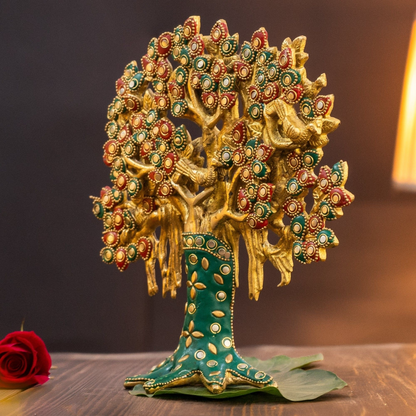 Brassaura® Brass Kalpavriksha Tree Showpiece for Home Decor | Height 12 Inches