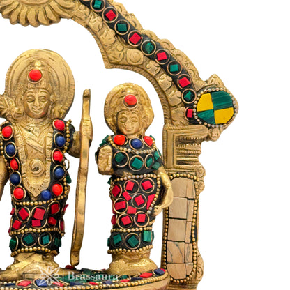 Brass Gem Stone Work Ram darbar Idol for Home and Decor Weight 1.9 Kg Height 18 cm