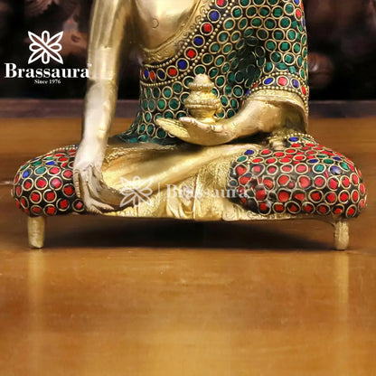 Brass Buddha For Home And Décor Weight 2.42 kg Height 8 Inch