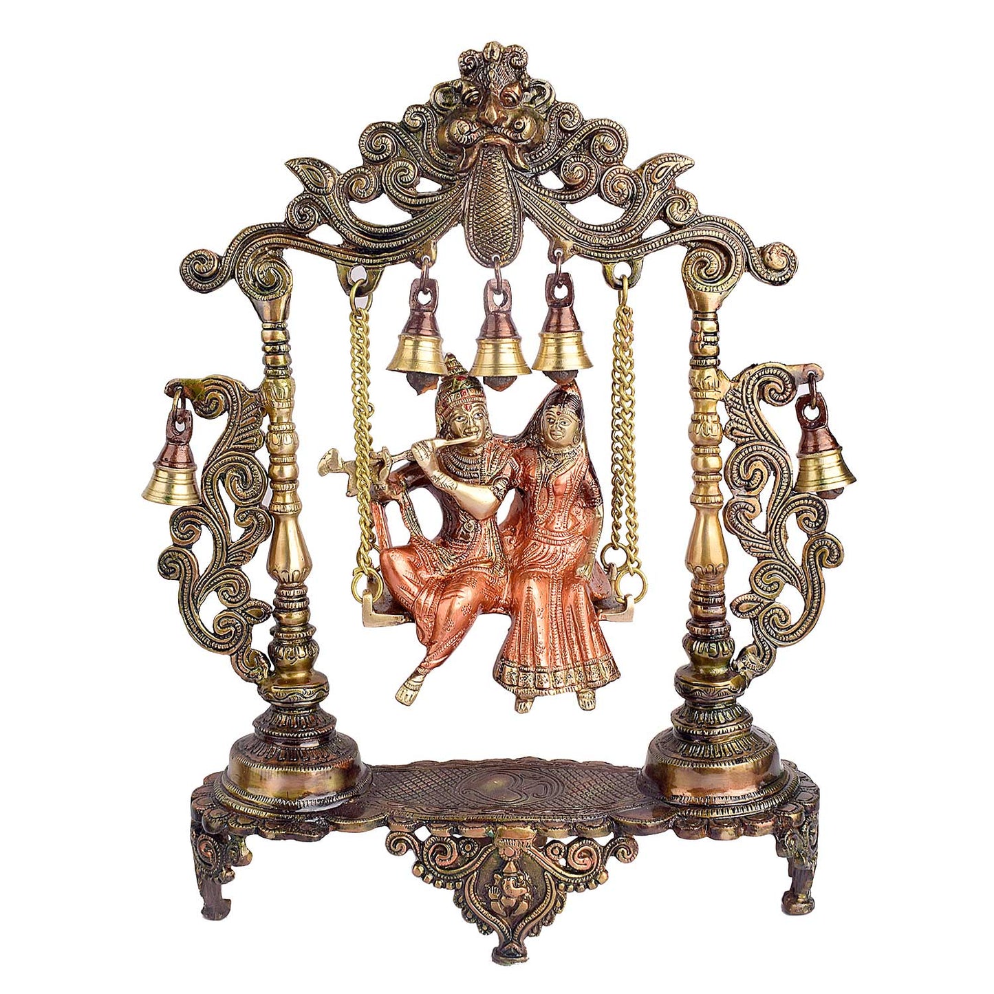 Brassaura® Radha Krishna Swing Jhoola Brass Idol | Pure Brass | Height 18.1 Inches