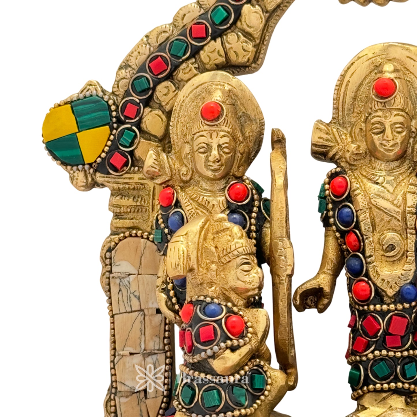 Brass Gem Stone Work Ram darbar Idol for Home and Decor Weight 1.9 Kg Height 18 cm