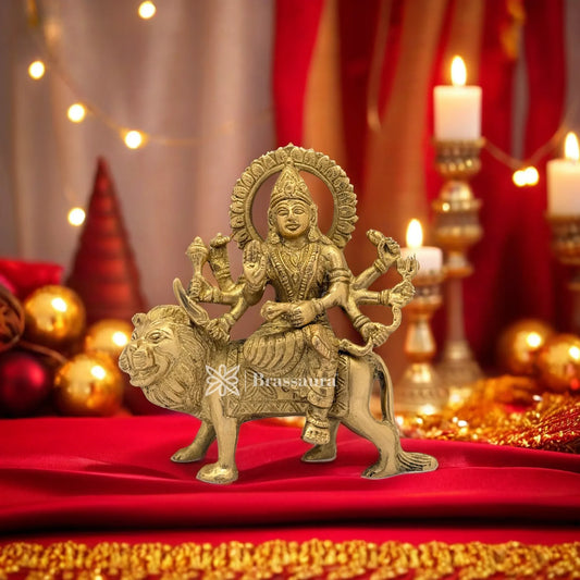 Brass Durga Idol for Home Temple and Decor Height 6 Inches & Weight 1.2 Kgs