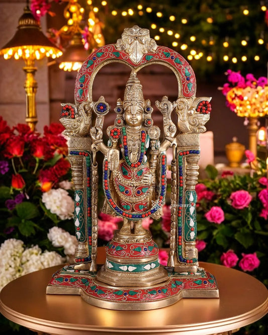 Brass Gem Stone Work Balaji Idol For Home Decor Height 14 Inch & Weight 5.6 Kg