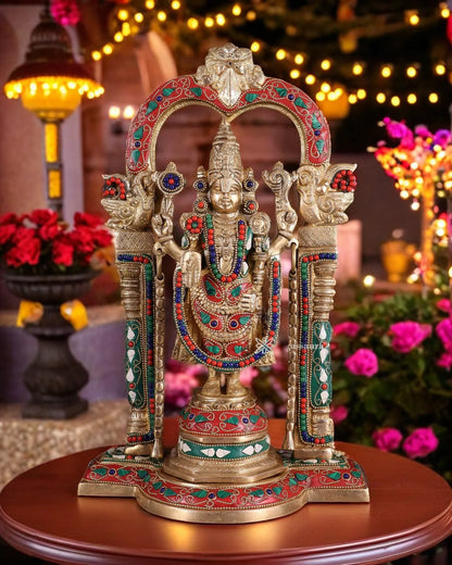 Brass Gem Stone Work Balaji Idol For Home Decor Height 14 Inch & Weight 5.6 Kg