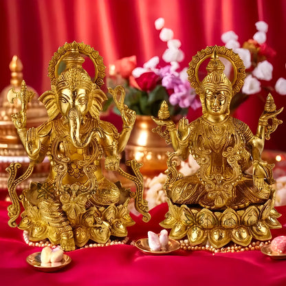 Brassaura™ Brass Laxmi Ganesha Statue – Height 10.8 Inches & Weight 8.7 Kgs | Hindu God Murti
