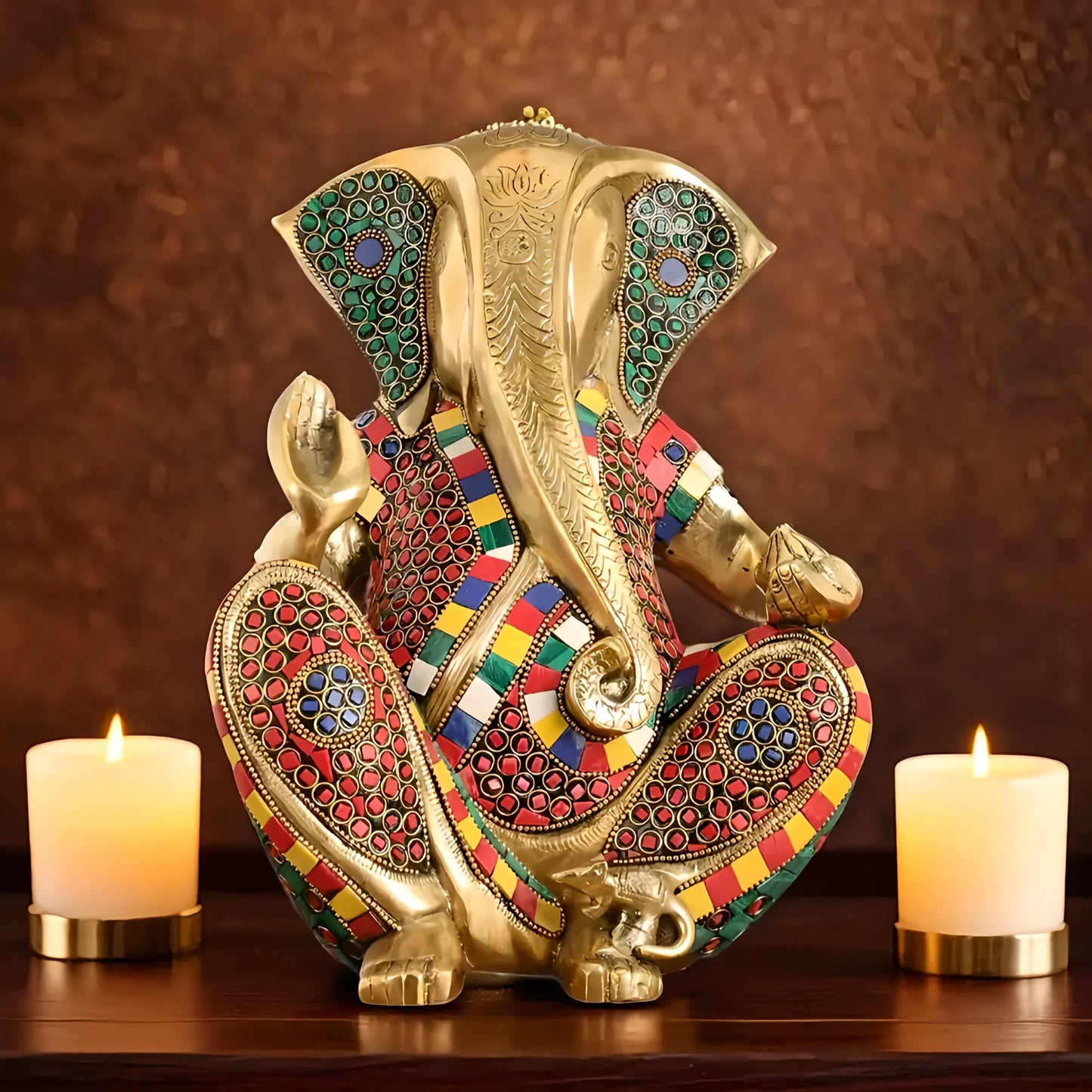 Brassaura™ Abstract Modern Brass Ganesha Statue | Contemporary Accent | Height 11 Inches & Weight 7 Kgs