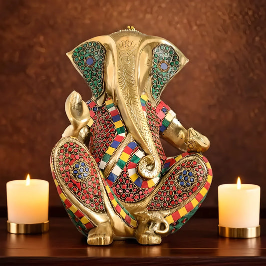 Brassaura™ Abstract Modern Brass Ganesha Statue | Contemporary Accent | Height 11 Inches & Weight 7 Kgs
