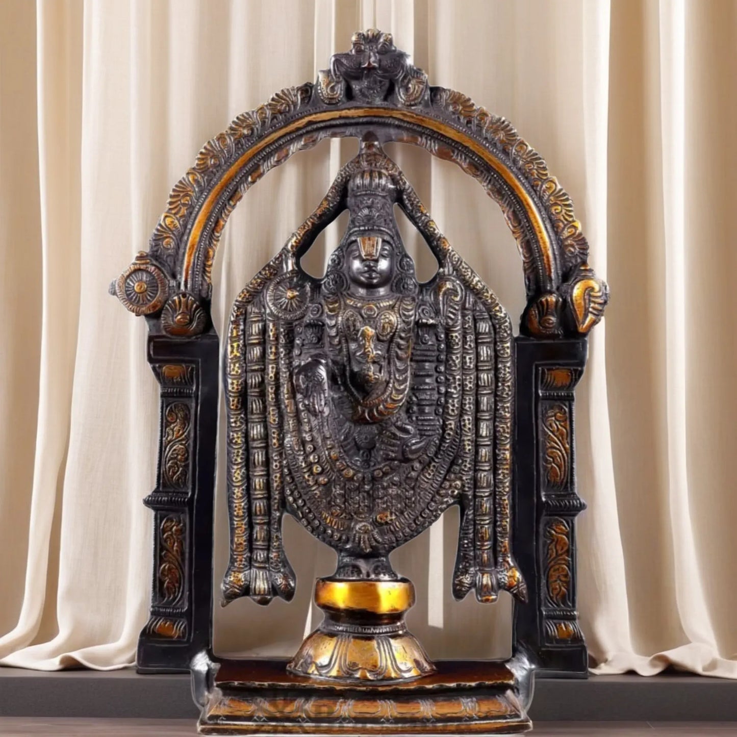 Brassaura™ Superfine Brass Tirupati Balaji Lord Venkateshwara Swamy Idol – Height 13 Inches, Weight 5.4 Kgs