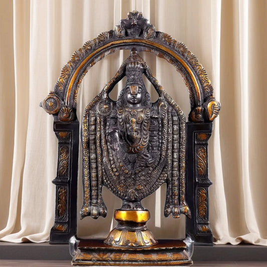 Brassaura™ Superfine Brass Tirupati Balaji Lord Venkateshwara Swamy Idol – Height 13 Inches, Weight 5.4 Kgs